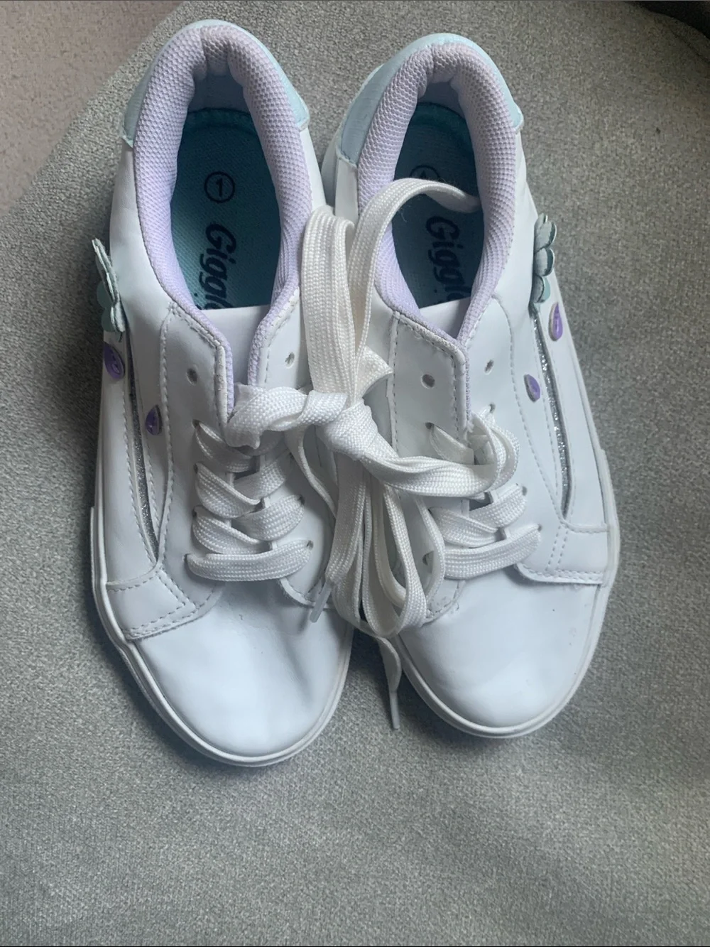 White Low-Top Sneakers with Pastel Flower Accents